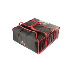Black and red nylon pizza cooler bag 20.47x20.47x7.87 inch