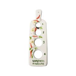 Garlic and Chilli Pepper hand painted ceramic spaghetti doser 11.22x3.54 inch