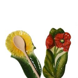 Hand-painted ceramic flowers ladle holder in assorted colors cm 28.5x13