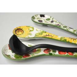 Flowers and Fruits hand painted assorted colors ceramic ladle holder 13.58x4.92 inch