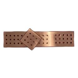 Copper plated stainless steel bar mat with grid and round holes 18.5x4.25x0.63 inch