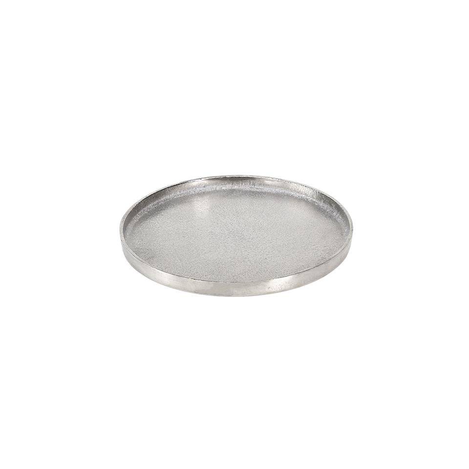 Small round silver aluminium tray 9.84 inch