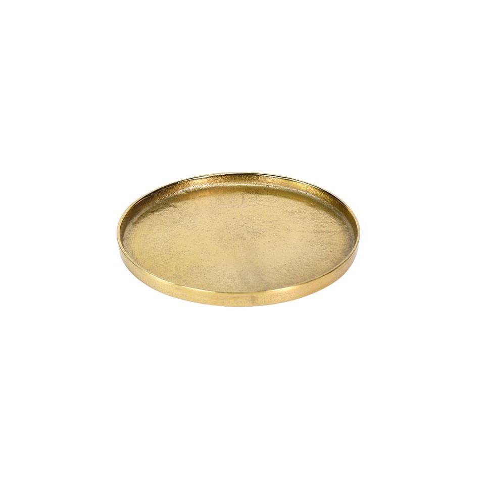 Small round gold aluminium tray 9.84 inch