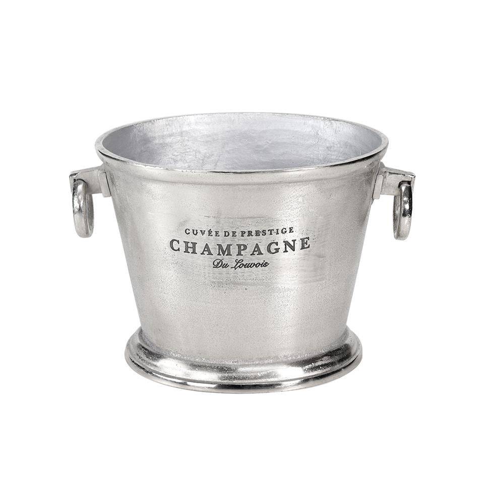 Silver aluminium wine and champagne bucket with lettering 12.60x10.23x9.84 inch