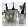 Silver aluminium wine and champagne bucket with lettering 12.60x10.23x9.84 inch