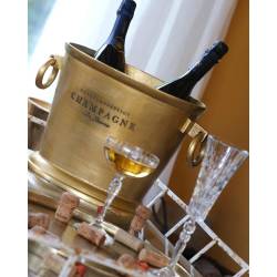 Gold aluminium wine and champagne bucket with lettering 12.60x10.23x9.84 inch