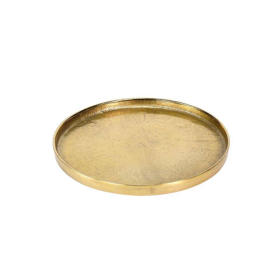 Large round gold aluminium tray 15.15 inch