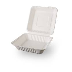 Pulp hamburger container with lid 9.05x9.05x3.15 inch