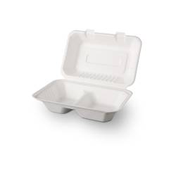 2-compartments pulp container with lid 9.05x5.90x3.15 inch