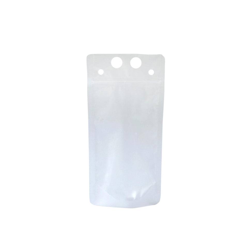 Transparent polyethylene cocktail bag with straw hole and airtight closure 32 oz.