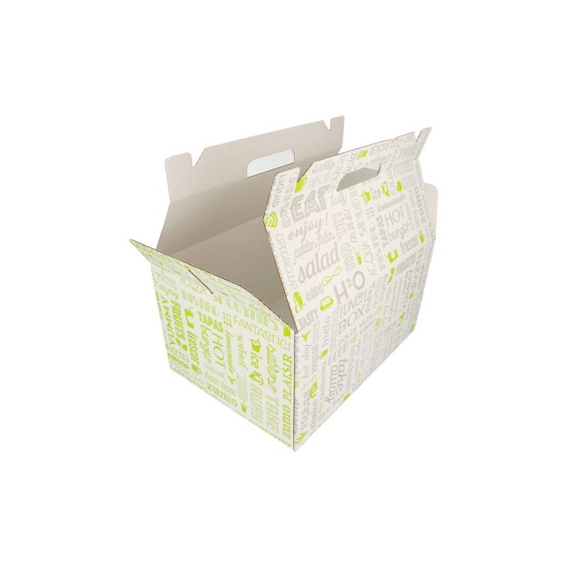 Cardboard take-away box with words decoration cm 28x20x15