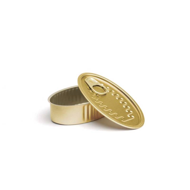 Ovale Aluminiumdose mit goldenem Deckel 11x6 cm
