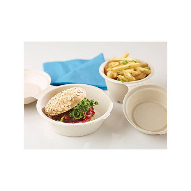 Duni Soupe brown bagasse bowl with lid 25.36 oz.