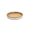 Round acacia wood tray with galvanised edge 9.45 inch