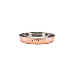 Stainless steel and copper round presentation tray 8.07 inch