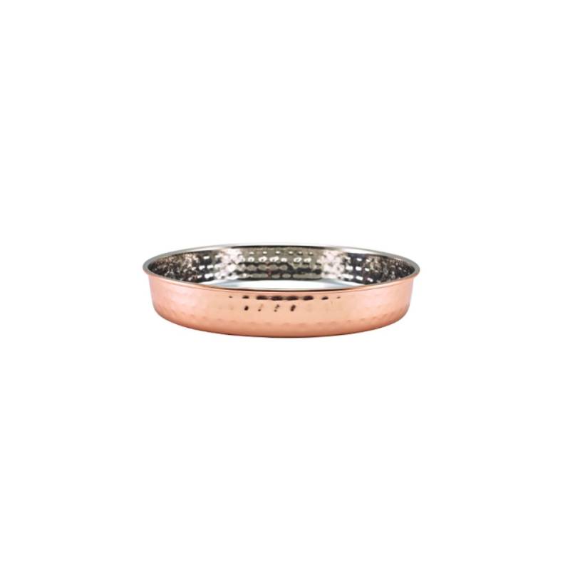 Stainless steel and copper round presentation tray 8.07 inch