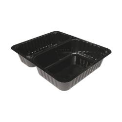 Black CPET 2-compartments box 8.90x7.48x1.97 inch