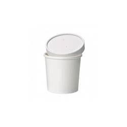 White paper Soupe container with lid 11.83 oz.