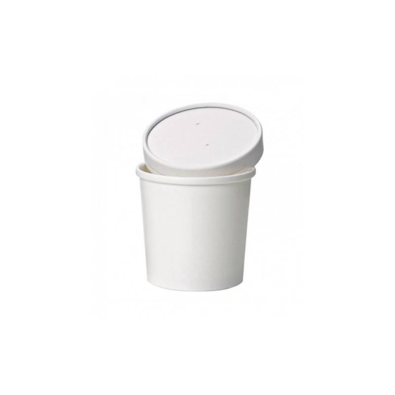 White paper Soupe container with lid 11.83 oz.