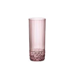 America '20s long drink pink glass 13.52 oz.