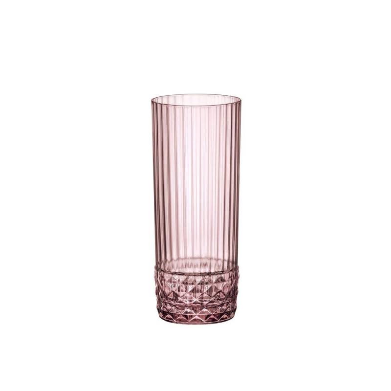 Bicchiere long drink America '20s in vetro rosa cl 40