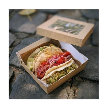 Brown paper box with window lid 8.07 inch