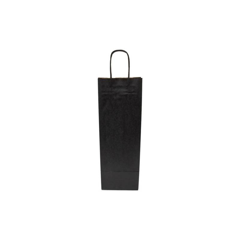 Borsa per bottiglie in carta nera cm 14x8x40