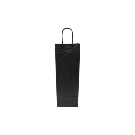 Borsa per bottiglie in carta nera cm 14x8x40