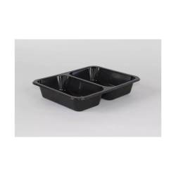 Maptipack 2-compartments black polypropylene container 8.86x6.89x1.50 inch