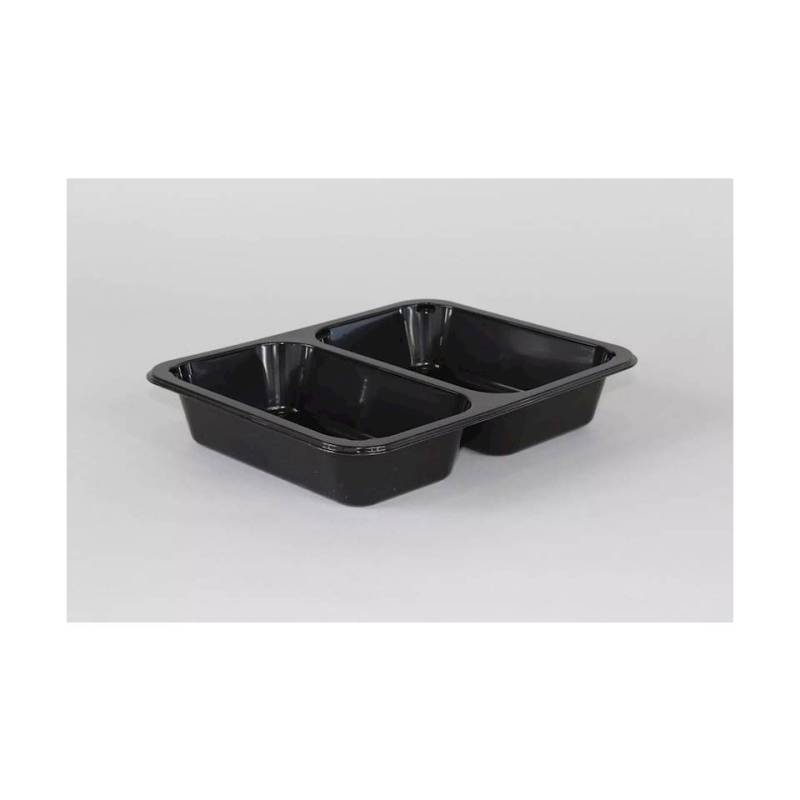 Maptipack 2-compartments black polypropylene container 8.86x6.89x1.50 inch