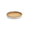 Round acacia wood tray with galvanised edge 6.69 inch