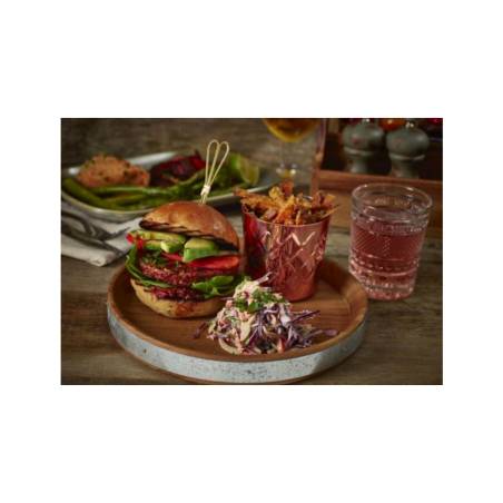 Round acacia wood tray with galvanised edge 6.69 inch