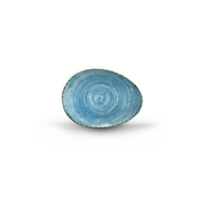 Piattino Appetizer in porcellana azzurro anice cm 16x12