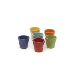 Curled effect porcelain mixed colours coffee cup 2.70 oz.