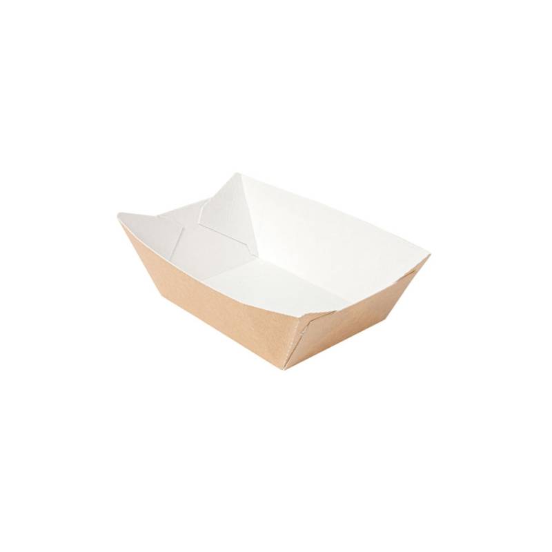 Kraft and white paper tray 6.30x4.52x1.57 inch