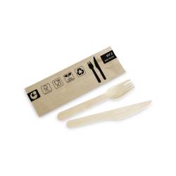 Servipack wooden cutlery set with napkin