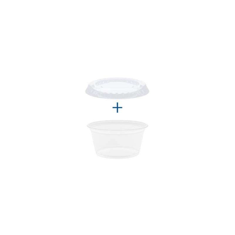 Transparent plastic sauce cup with lid 1.01 oz.