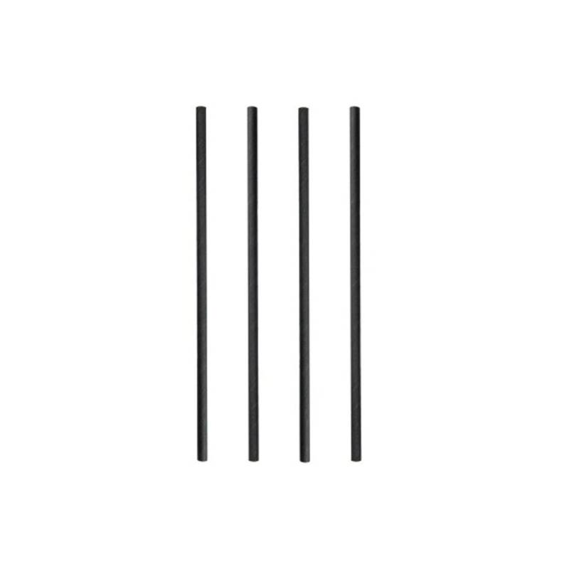 Biodegradable black paper straws 7.87x0.24 inch