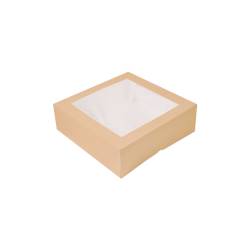 Brown paper box with lid and window 12.60x12.60x3.94 inch
