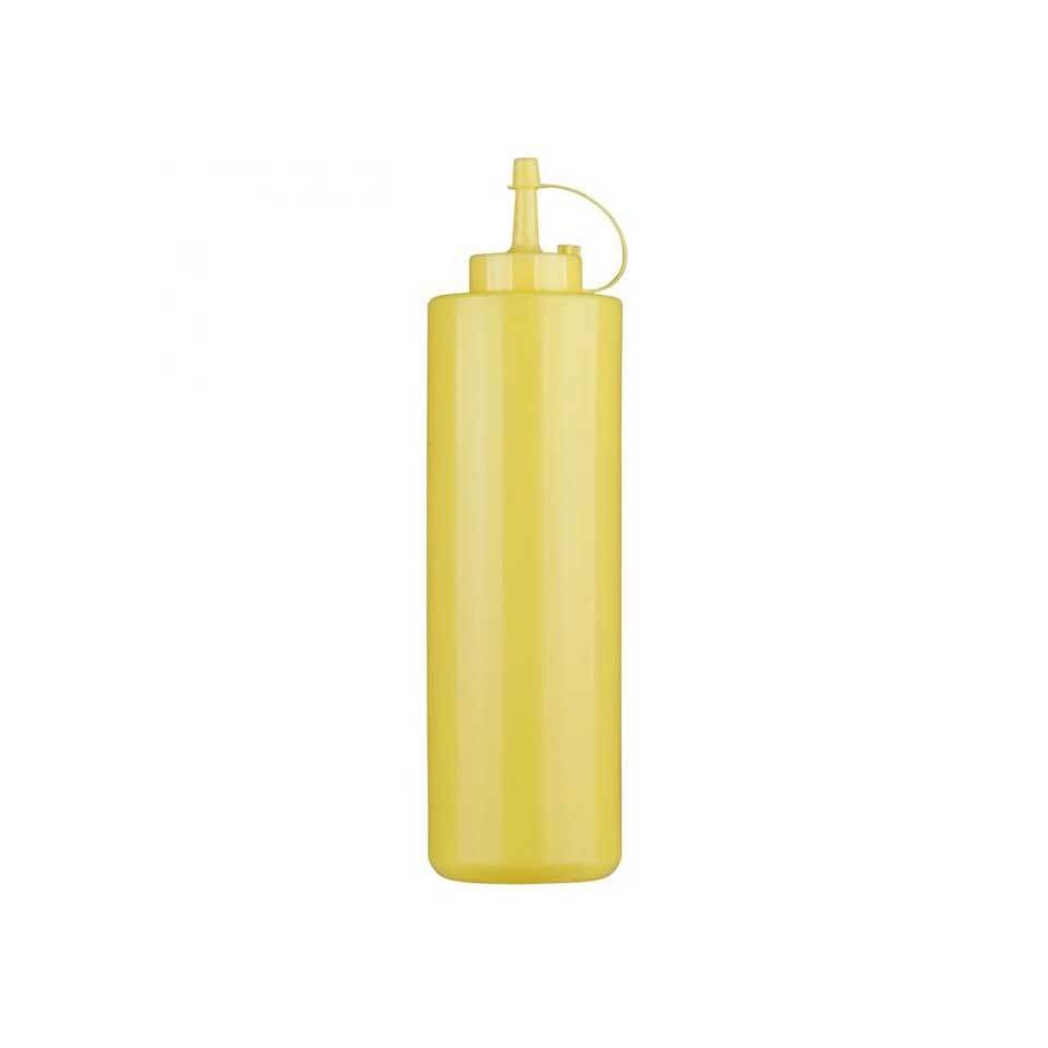 Yellow PE squeeze bottle with cap 24.34 oz.