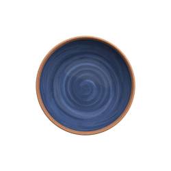 Natural melamine blue bottom plate with terracotta-colored border cm 20