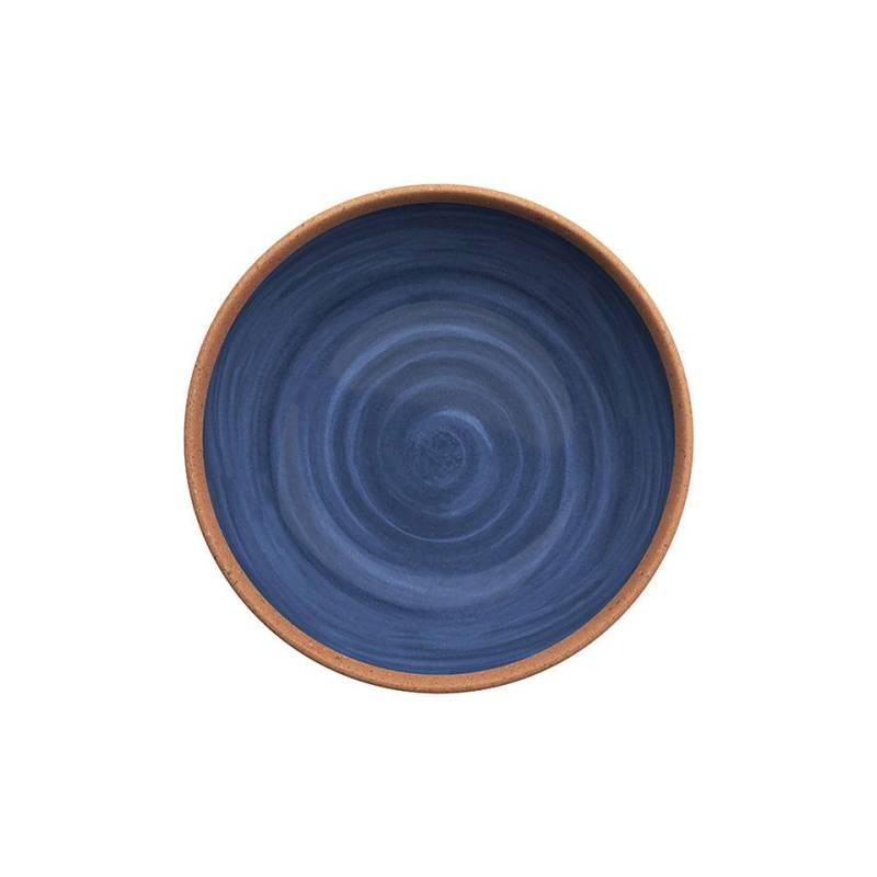 Natural melamine blue bottom plate with terracotta-colored border cm 20