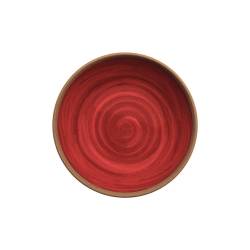 Piatto fondo Natural in melamina rossa con bordo color terracotta cm 20