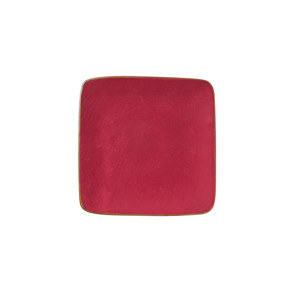 Mediterranean square cherry red ceramic plate 4.60 inch