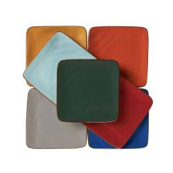 Mediterranean square tuchese ceramic plate 4.60 inch