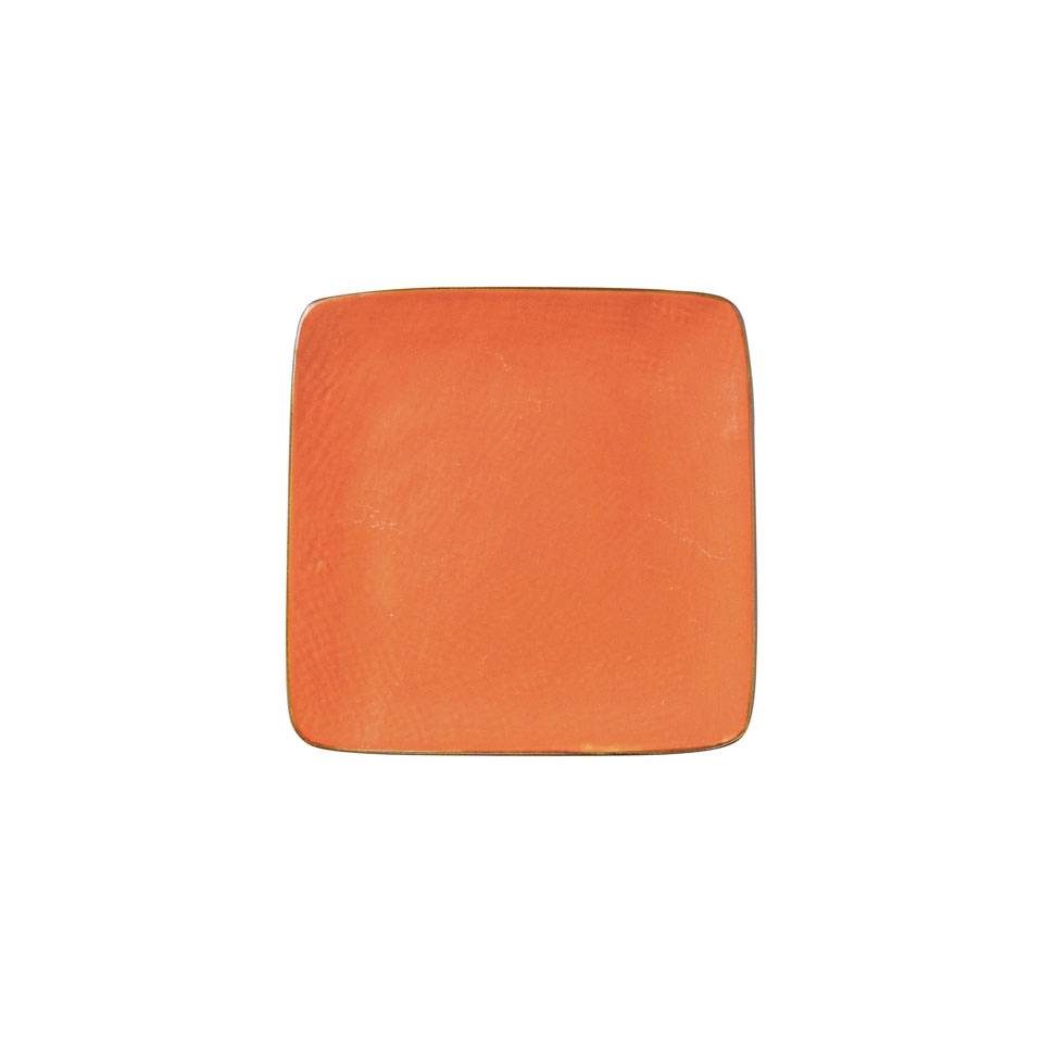 Piatto quadro Mediterraneo in ceramica arancione jaffa cm 11,7