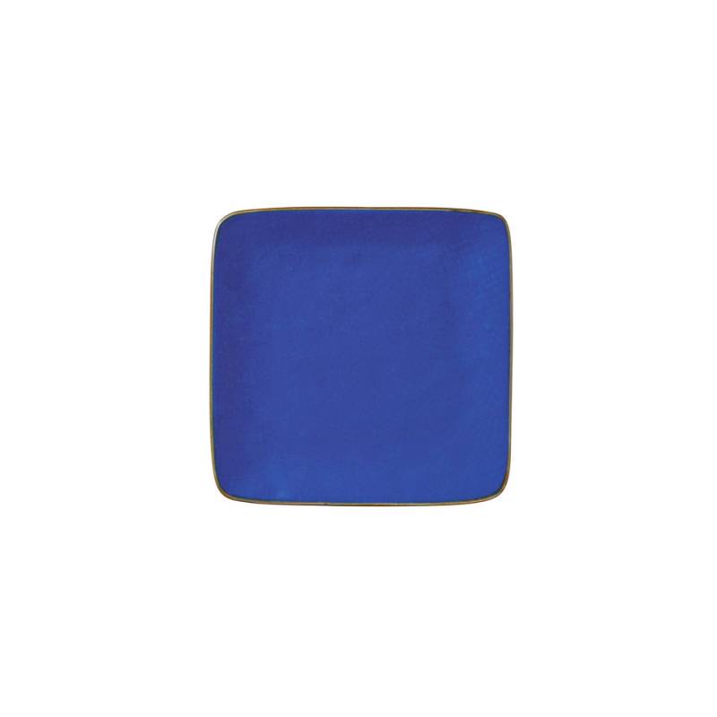 Piatto quadro Mediterraneo in ceramica blu cm 11,7