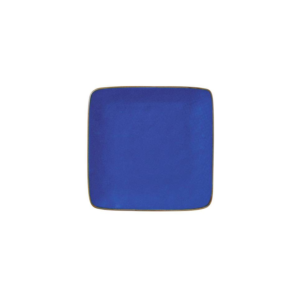 Piatto quadro Mediterraneo in ceramica blu cm 11,7