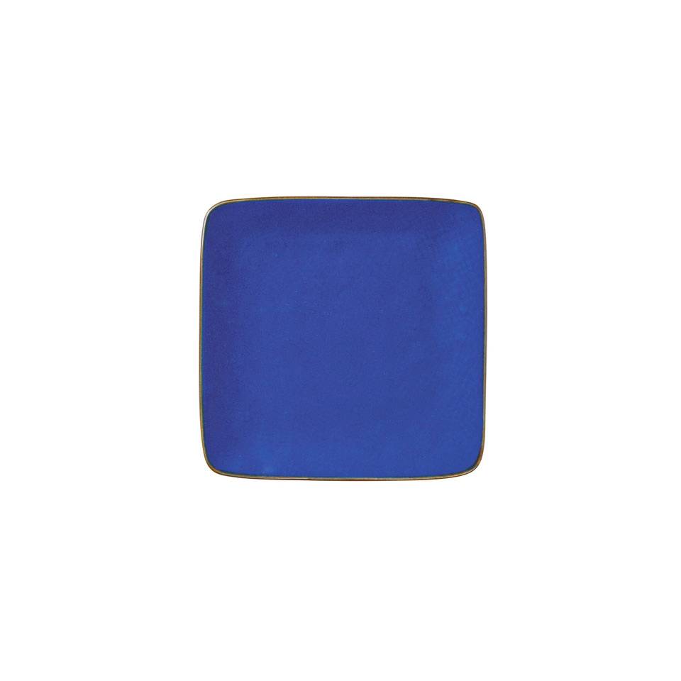 Mediterranean square blu ceramic plate 4.60 inch