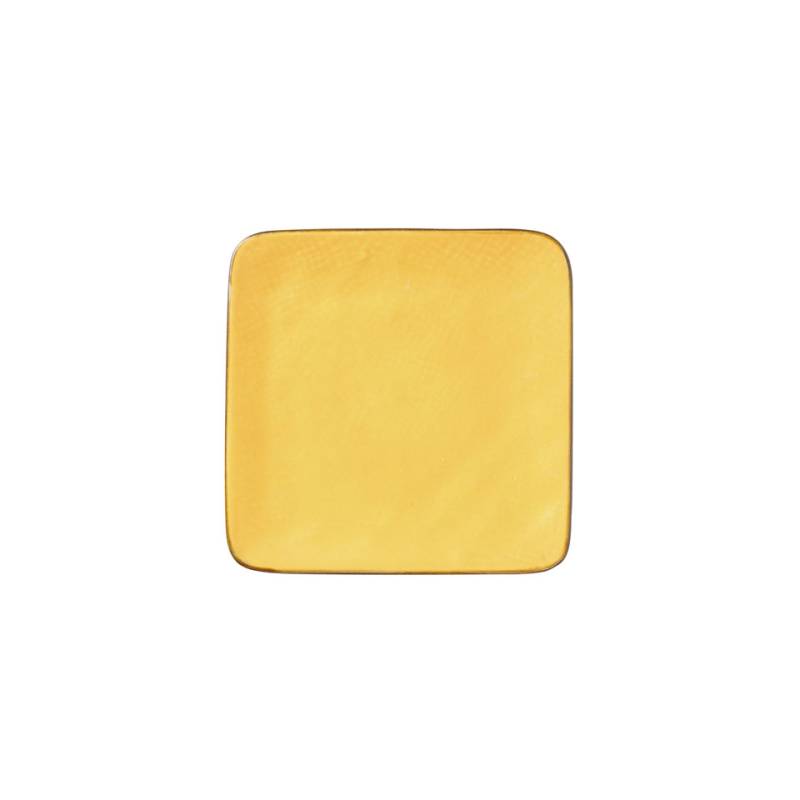Mediterranean square yellow ceramic plate 4.60 inch